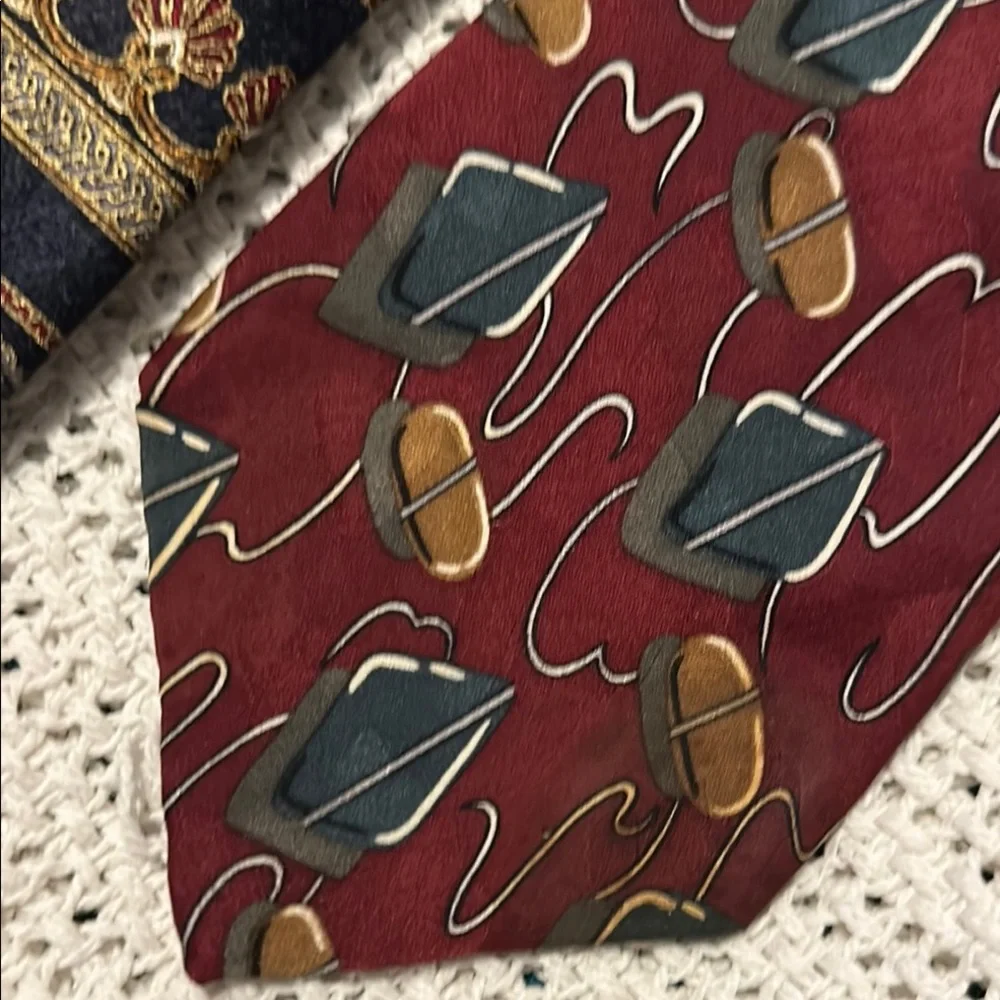 Bundle of 4 Vintage 90’s Floral Silk Neckties - Picture 9 of 11